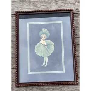 Antique 1904 Painting Can Can Show Girl Artist Signed Green